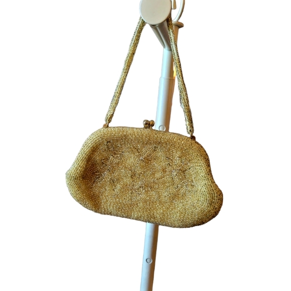 Richere Bag By Walborg Made in Japan Vintage Gold Hand Beaded Evening Bag - Picture 3 of 8